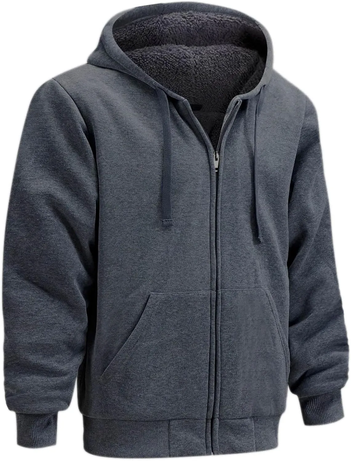 Hoodies for Men Heavyweight Sherpa Fleece Lined Sweatshirt Full Zip Up Thick Winter Coats Hooded Warm Jacket