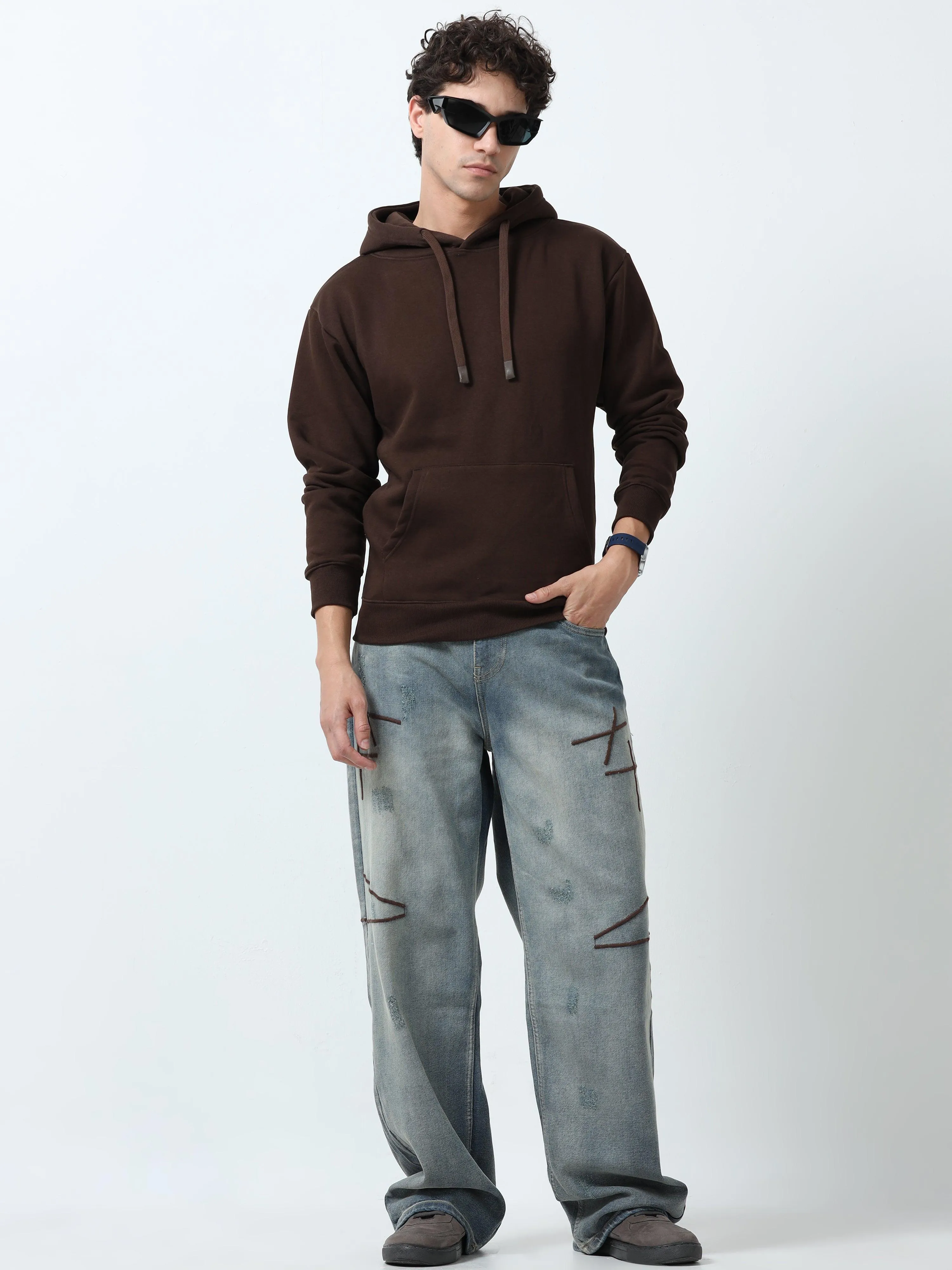 Imogen - Embroidered Loose fit Jeans - Blue Fade