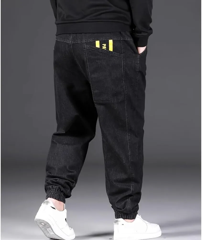 Jean Joggers for Men Loose Fit Elastic Waist Denim Pants