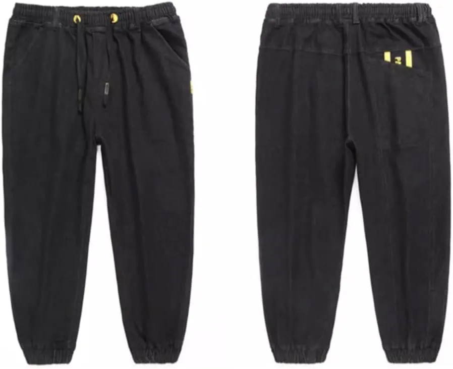 Jean Joggers for Men Loose Fit Elastic Waist Denim Pants