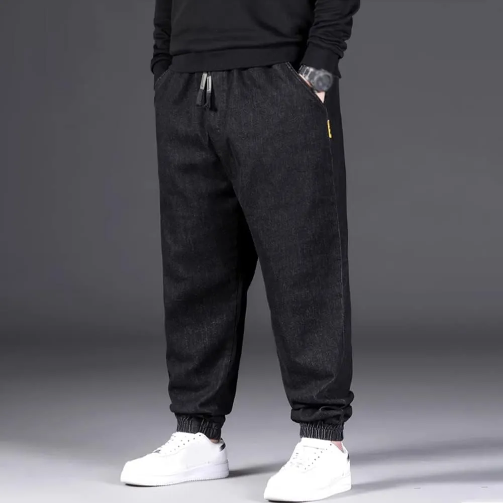 Jean Joggers for Men Loose Fit Elastic Waist Denim Pants