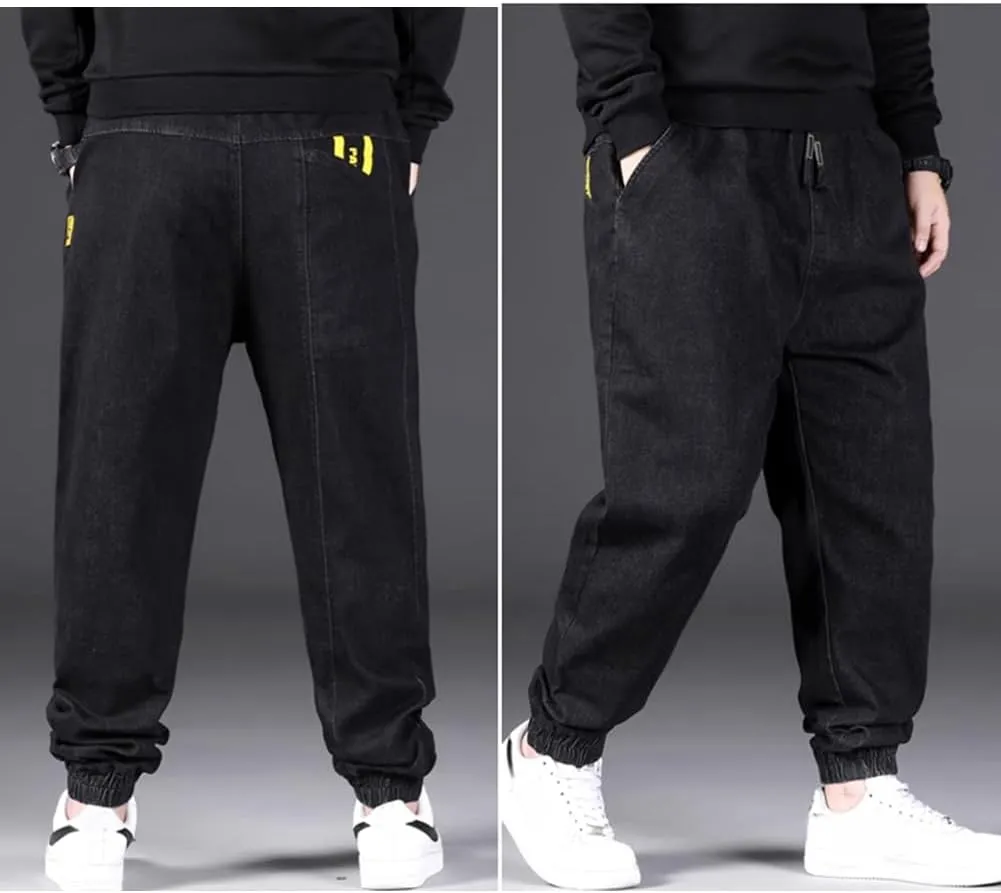 Jean Joggers for Men Loose Fit Elastic Waist Denim Pants