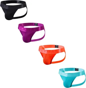 JOCKMAIL 4PCS/Pack Mens Thongs Underwear Jockstrap Low Rise Athletic Supporter Jockstrap Mens Breathable Briefs Men Jockstrap