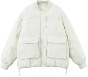 Korean Style Loose Thickened Cotton-Padded Coat Women Winter Warm Zipper Parka