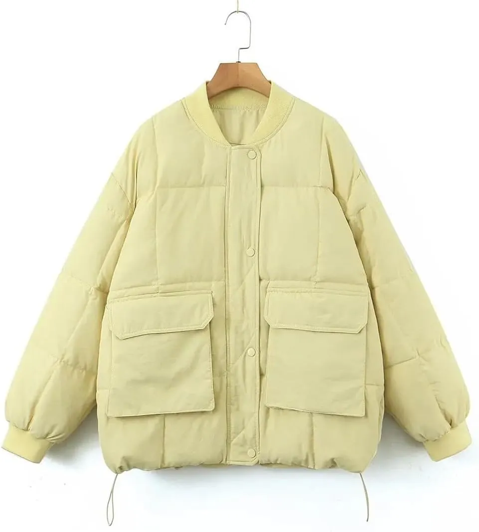Korean Style Loose Thickened Cotton-Padded Coat Women Winter Warm Zipper Parka