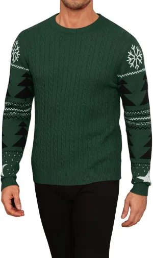 KUYIGO Men's Cable Knit Tight Sweaters Slim Fit Soft Pullover Twist Textured Long Sleeve Sweatshirt