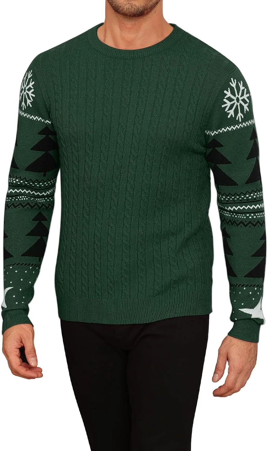 KUYIGO Men's Cable Knit Tight Sweaters Slim Fit Soft Pullover Twist Textured Long Sleeve Sweatshirt