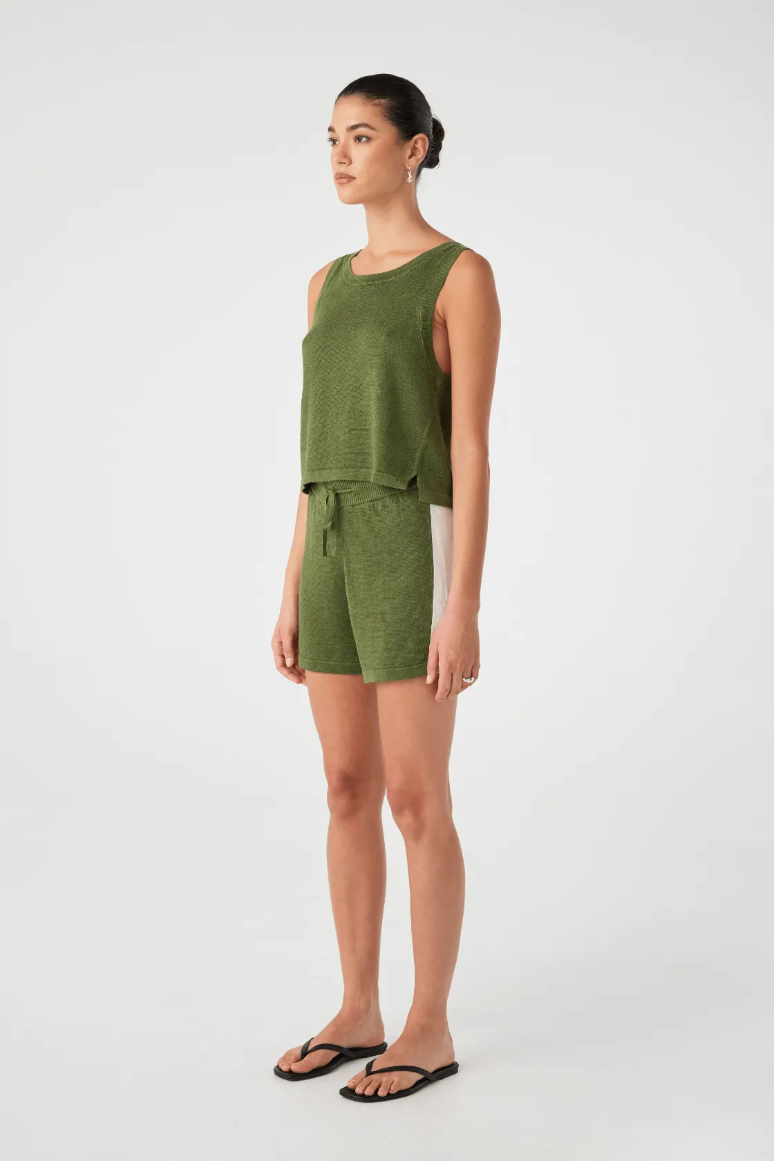 Larri Linen Short - Caper & Cream