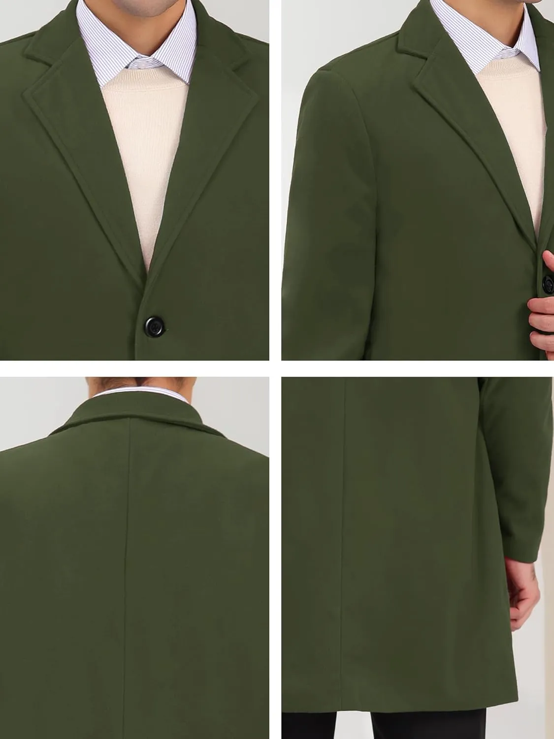 Lars Amadeus Men's Trench Coat Notch Lapel Single Breasted Classic Long Pea Coats Overcoat