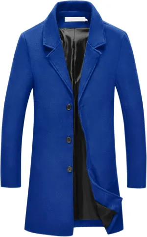 Lars Amadeus Men's Trench Coat Notch Lapel Single Breasted Classic Long Pea Coats Overcoat