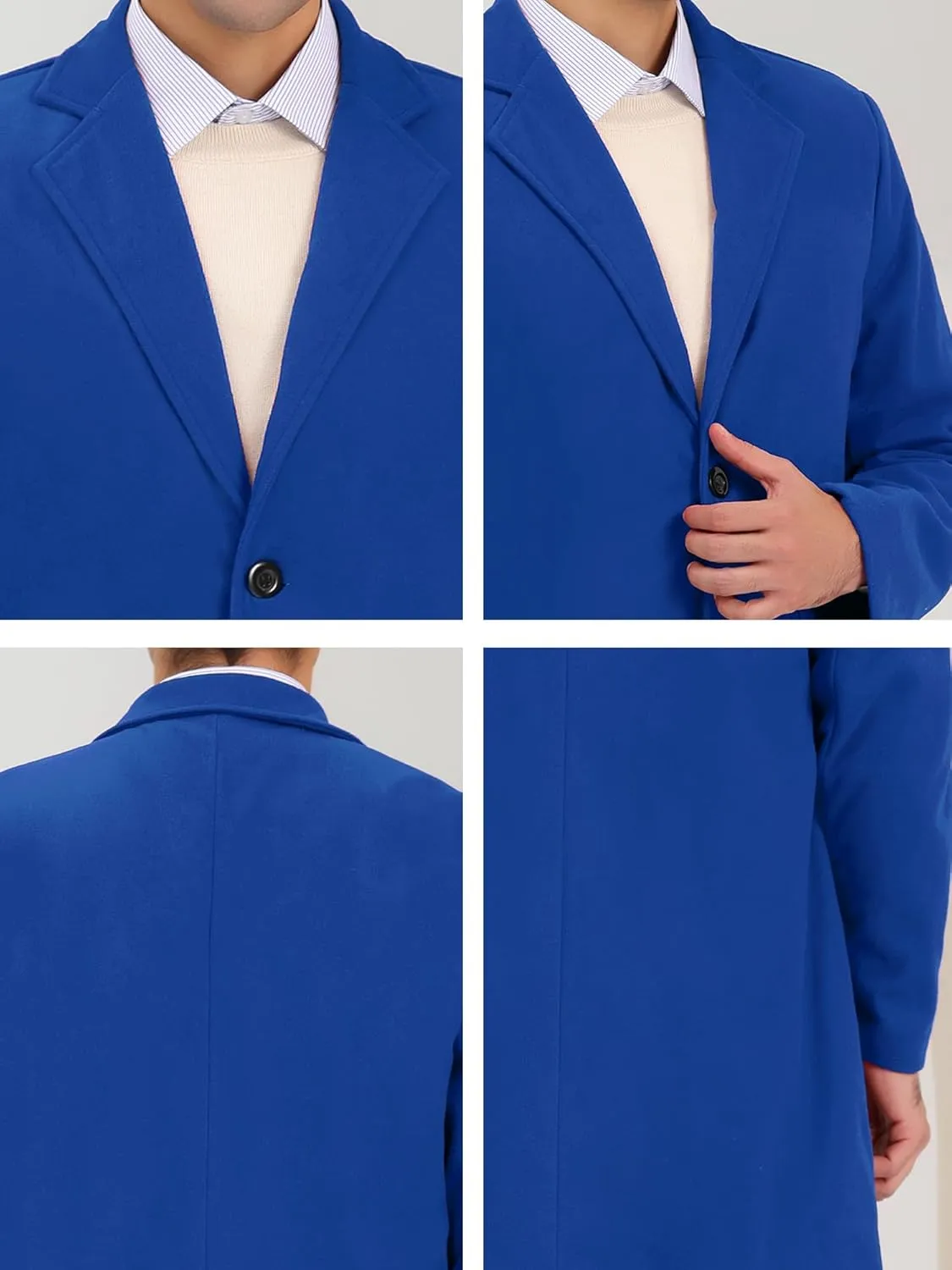 Lars Amadeus Men's Trench Coat Notch Lapel Single Breasted Classic Long Pea Coats Overcoat