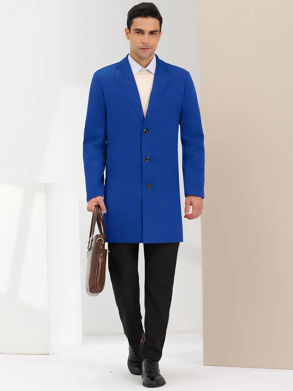 Lars Amadeus Men's Trench Coat Notch Lapel Single Breasted Classic Long Pea Coats Overcoat