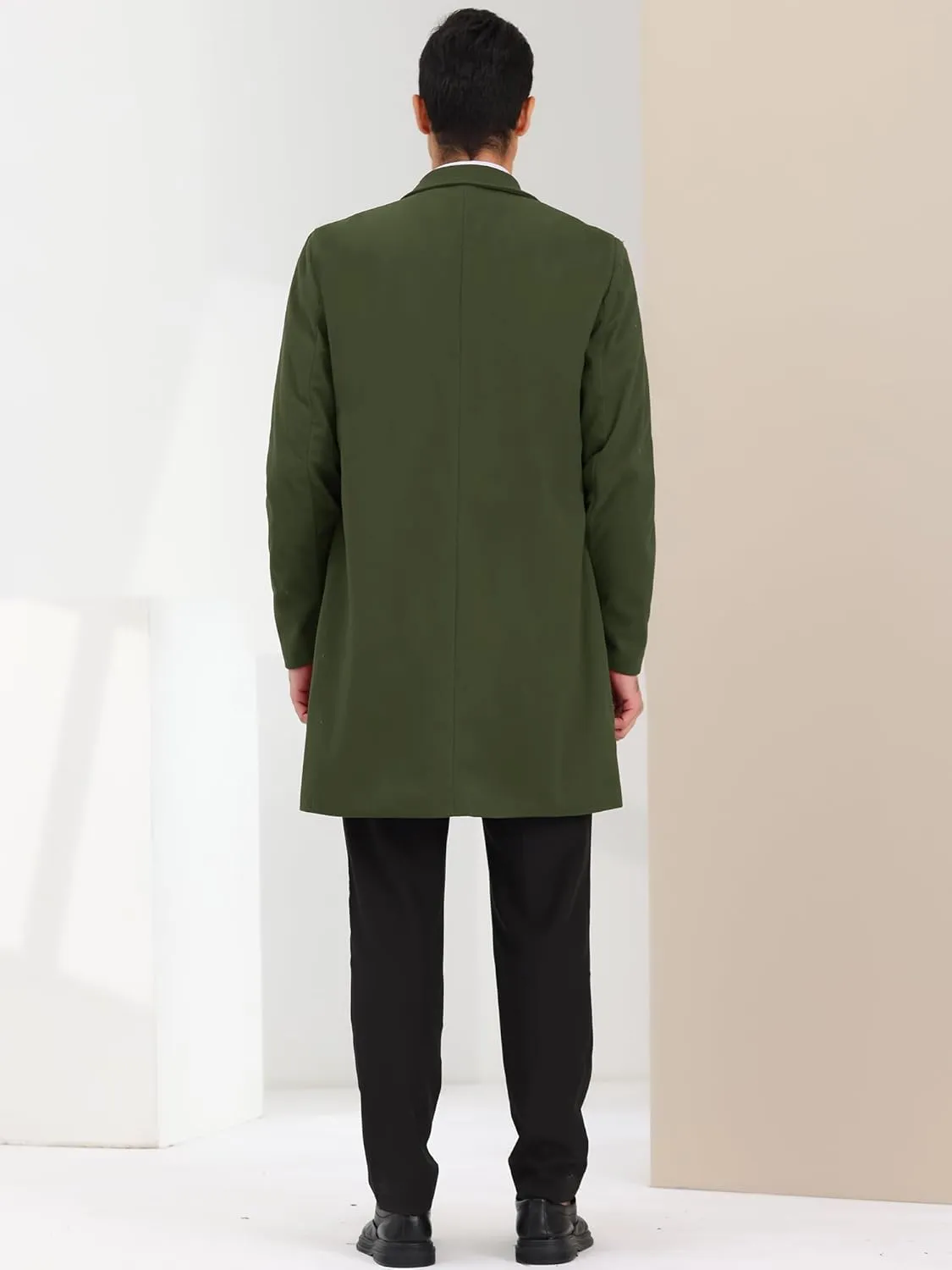 Lars Amadeus Men's Trench Coat Notch Lapel Single Breasted Classic Long Pea Coats Overcoat
