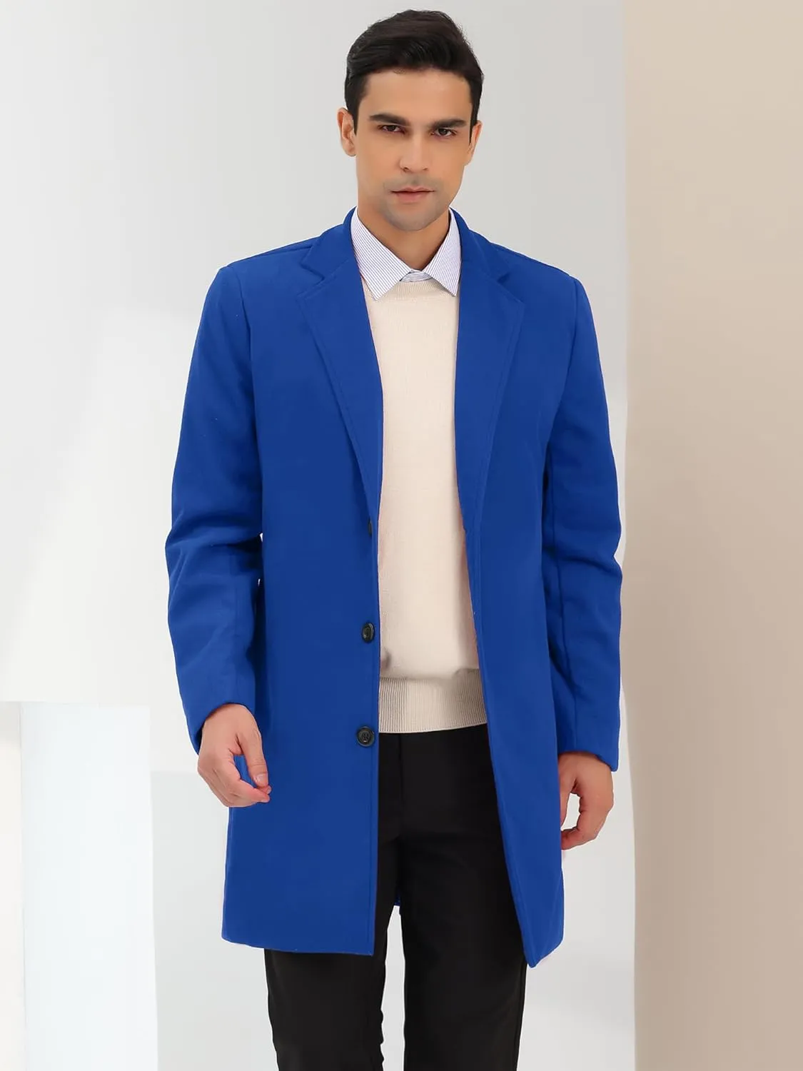 Lars Amadeus Men's Trench Coat Notch Lapel Single Breasted Classic Long Pea Coats Overcoat