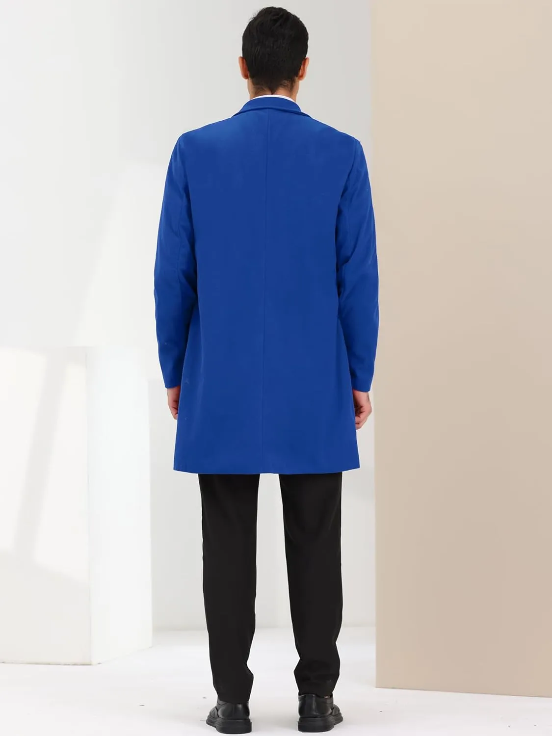 Lars Amadeus Men's Trench Coat Notch Lapel Single Breasted Classic Long Pea Coats Overcoat