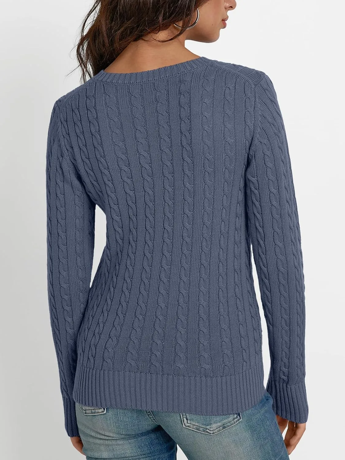 LILLUSORY Women's Cable Knit V Neck Lightweight Soft Pullover Sweaters