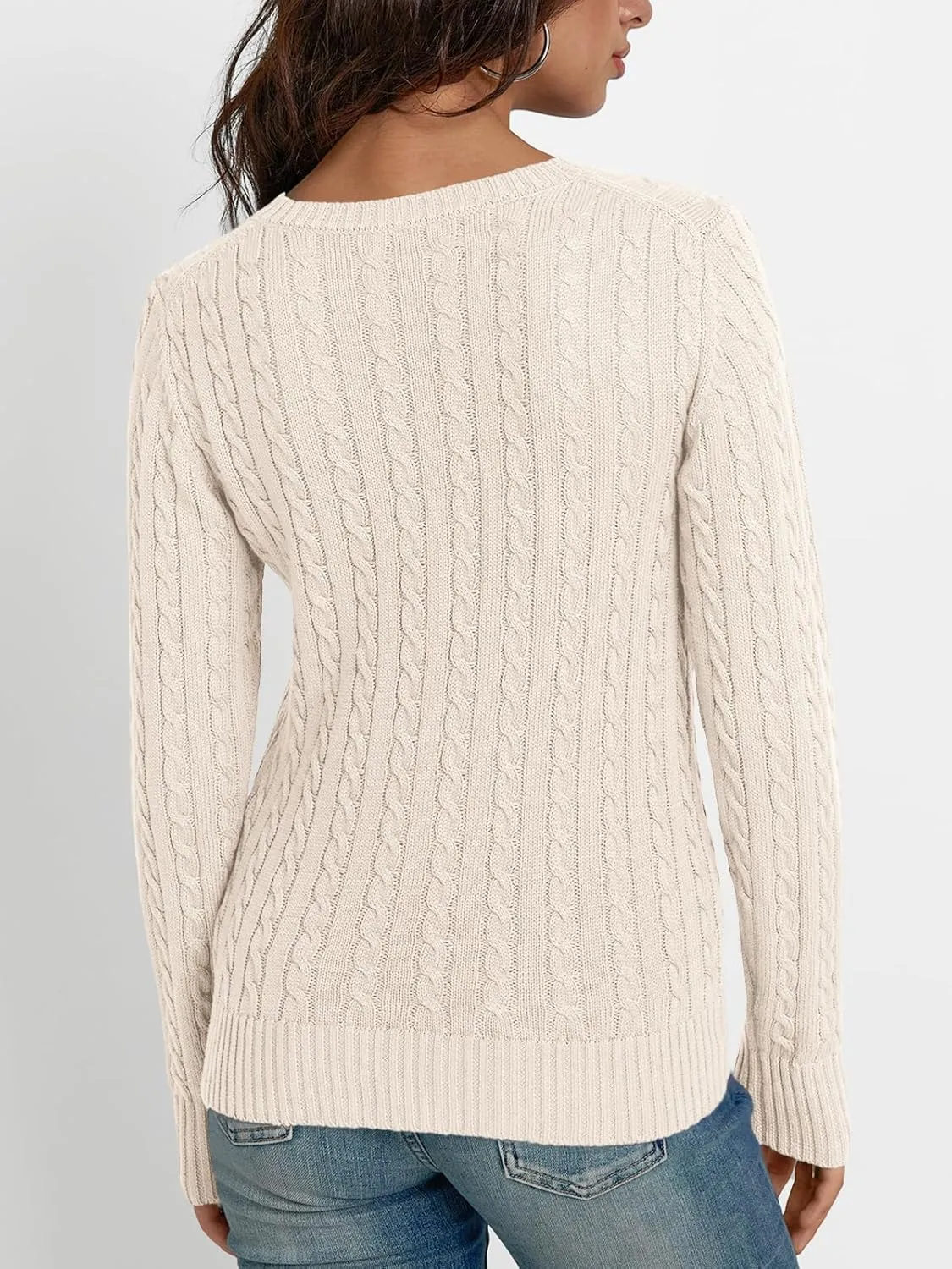 LILLUSORY Women's Cable Knit V Neck Lightweight Soft Pullover Sweaters