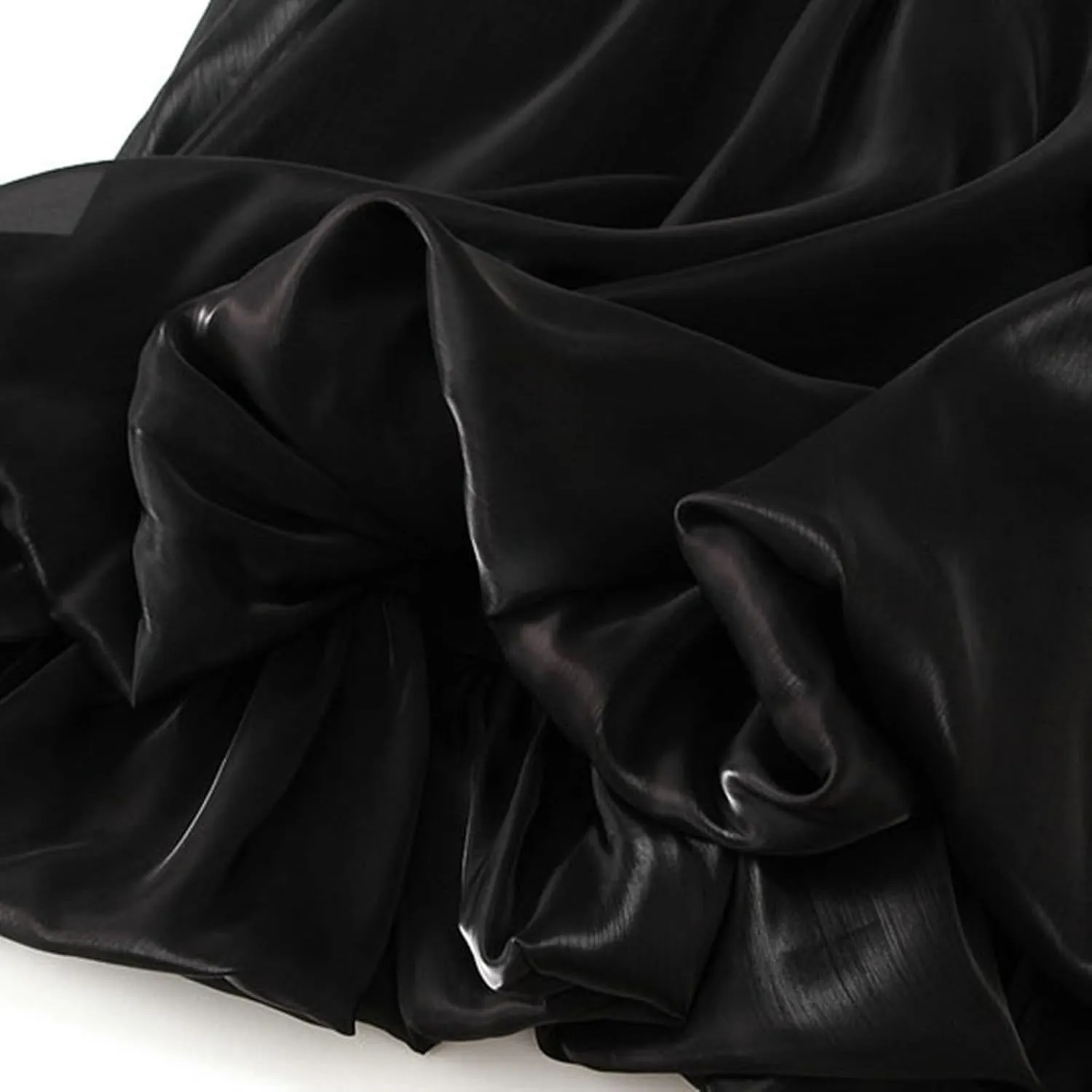 Long Skirt Women's Bright Silk Pearlescent Design Sense Umbrella Skirt Twill on Midi Skirt Women's Skirts