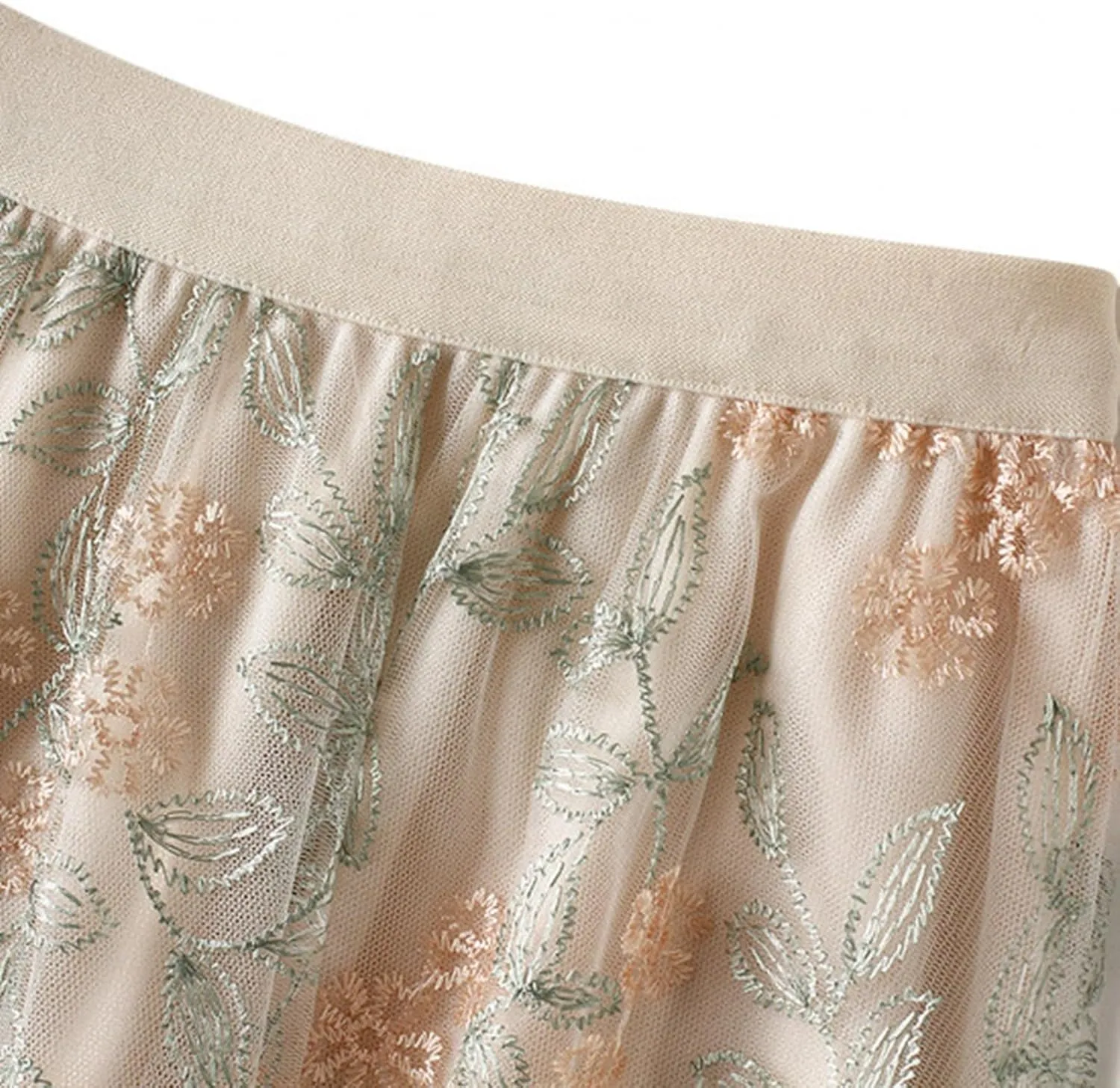 Long Skirts for Women Women's Floral Embroidered Double Mesh A-Line Midi Skirt 3D Posy Tulle Layered Maxi Skirt