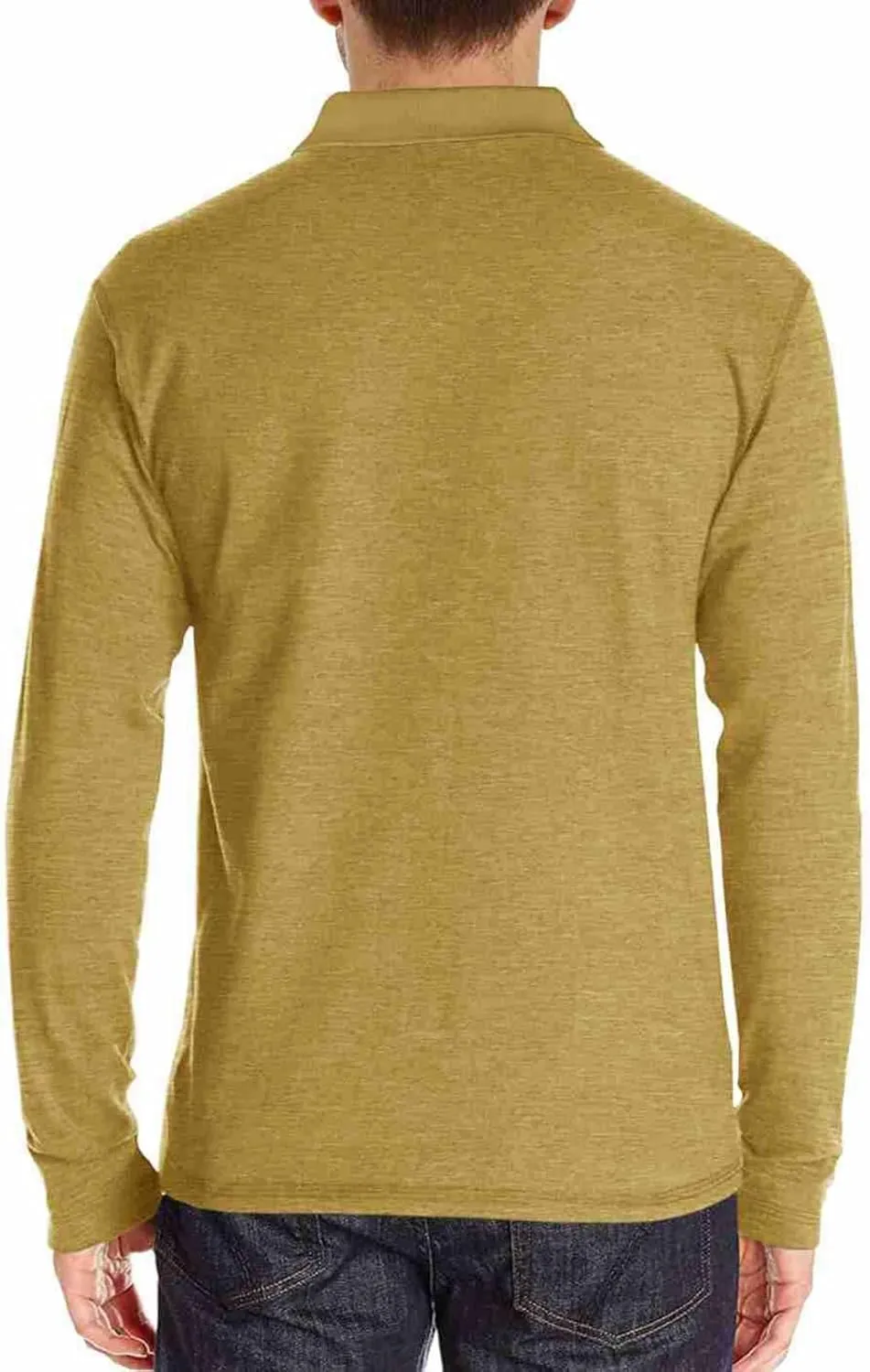 Long Sleeve Polo Shirts for Men Classic Button Down V Neck Collar Tees Solid Casual Stylish Tops with Pocket
