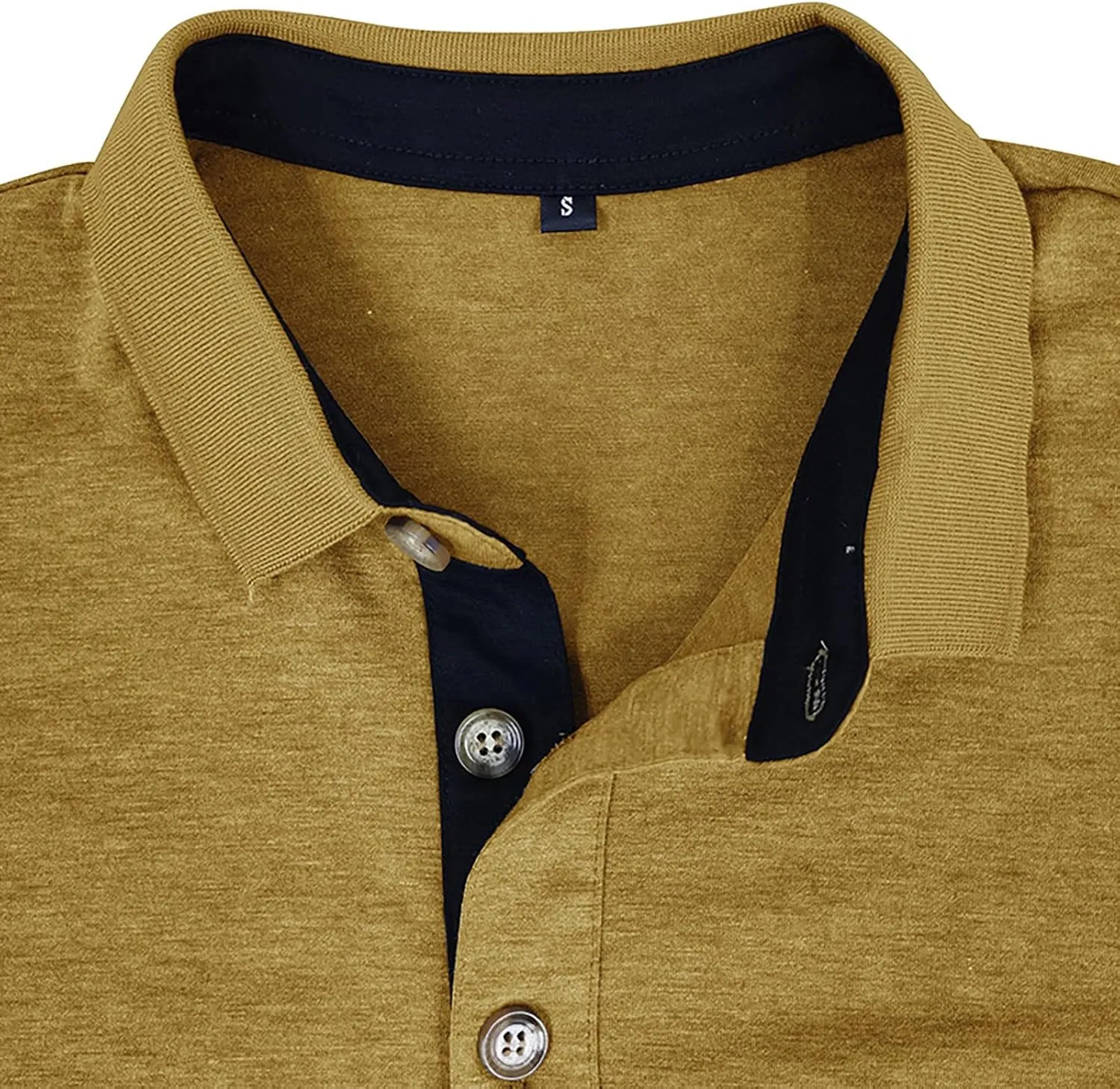 Long Sleeve Polo Shirts for Men Classic Button Down V Neck Collar Tees Solid Casual Stylish Tops with Pocket