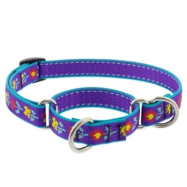 Lupine Pet Martingale Dog Collars 3/4" x 10"-14" Folk Flower
