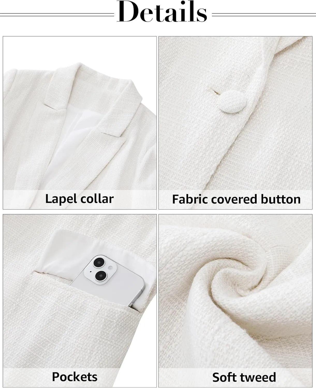 luvamia Tweed Blazers for Women Business Casual Dressy Blazer Jacket Work Suits Office Professional Outfits Long Sleeve