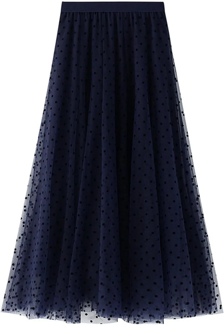 Maxi Skirt Women's A-Line Fairy Elastic Waist Midi Skirt Under Skirts Shorts for Women Flocked Polka Dot Mesh Skirt