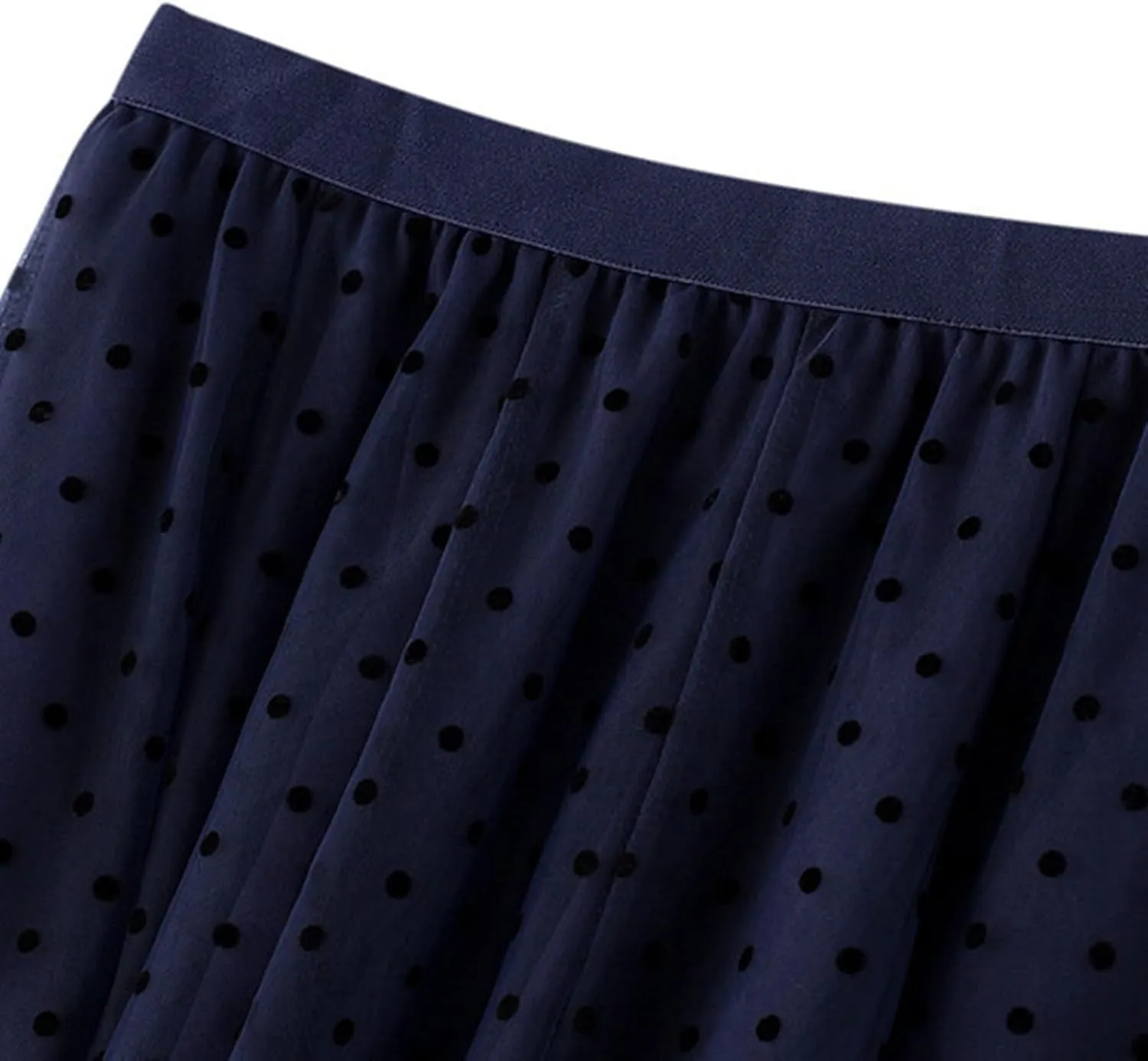 Maxi Skirt Women's A-Line Fairy Elastic Waist Midi Skirt Under Skirts Shorts for Women Flocked Polka Dot Mesh Skirt