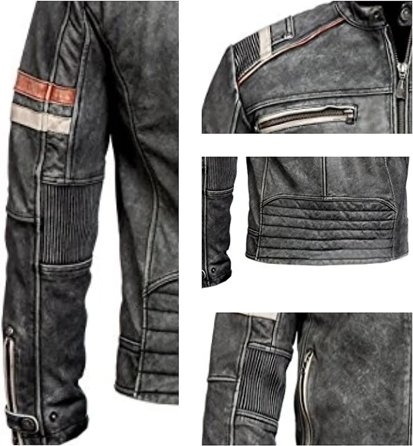 Men's Cafe Racer Jacket-Vintage Retro Biker Leather Jacket-Cafe Racer Motorcycle Jacket