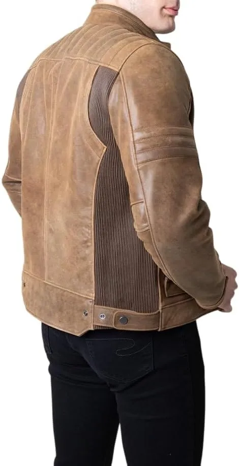 Men's Cafe Racer Jacket-Vintage Retro Biker Leather Jacket-Cafe Racer Motorcycle Jacket