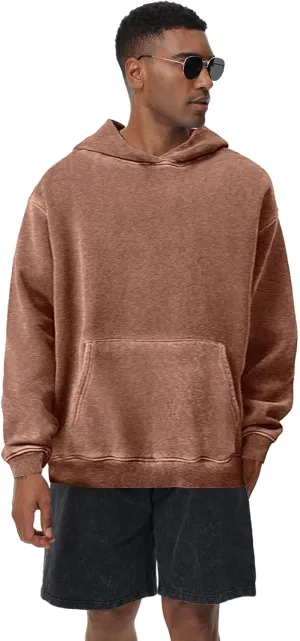 Mens Hoodies Pullover Oversized Hoodie Plush Cotton Hooded Couples Vintage Trendy Washed Streetwear Sweatshirt