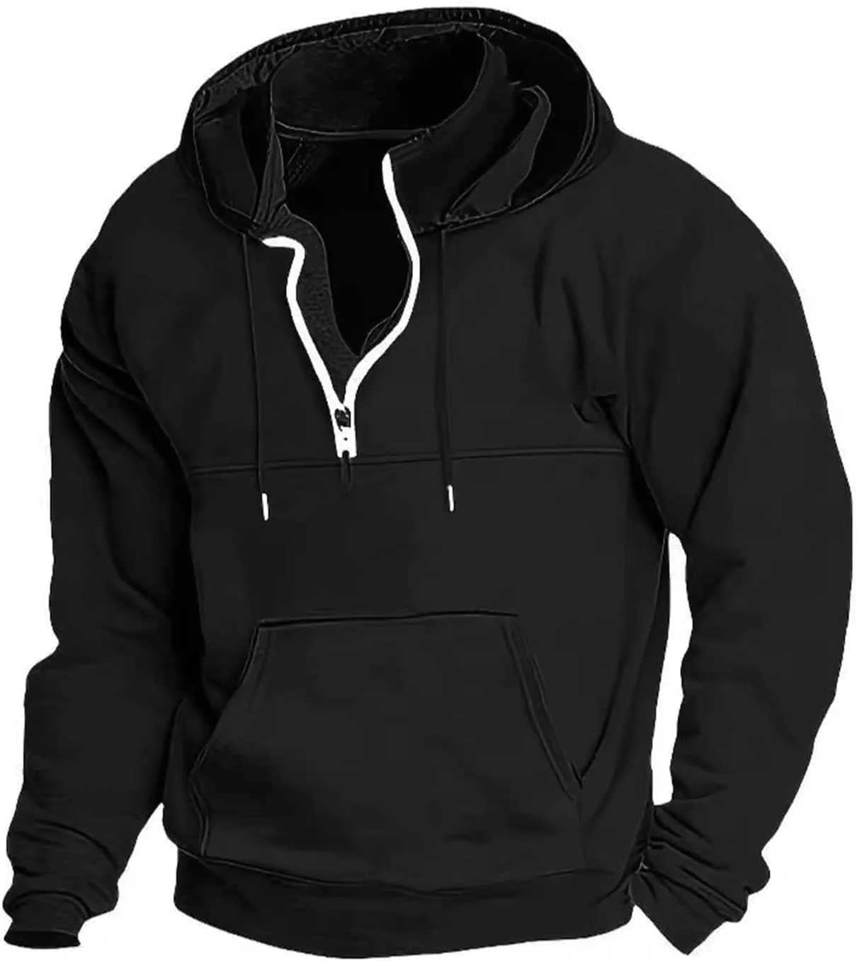 Mens Hoodies Pullover Vintage Fashion Work Long Sleeve Coat Soft Pullover Sweater Men's Winter Shirts with Pockets