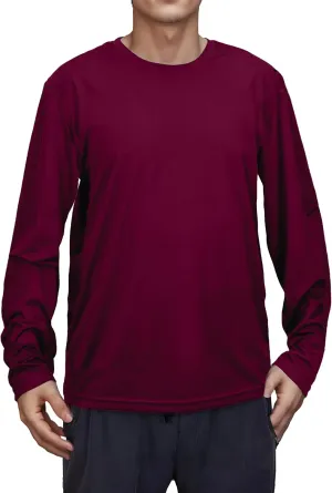 Mens Long Sleeve Quick Dry Workout Athletic T Shirt Running Moisture Wicking Classic Tee Shirts