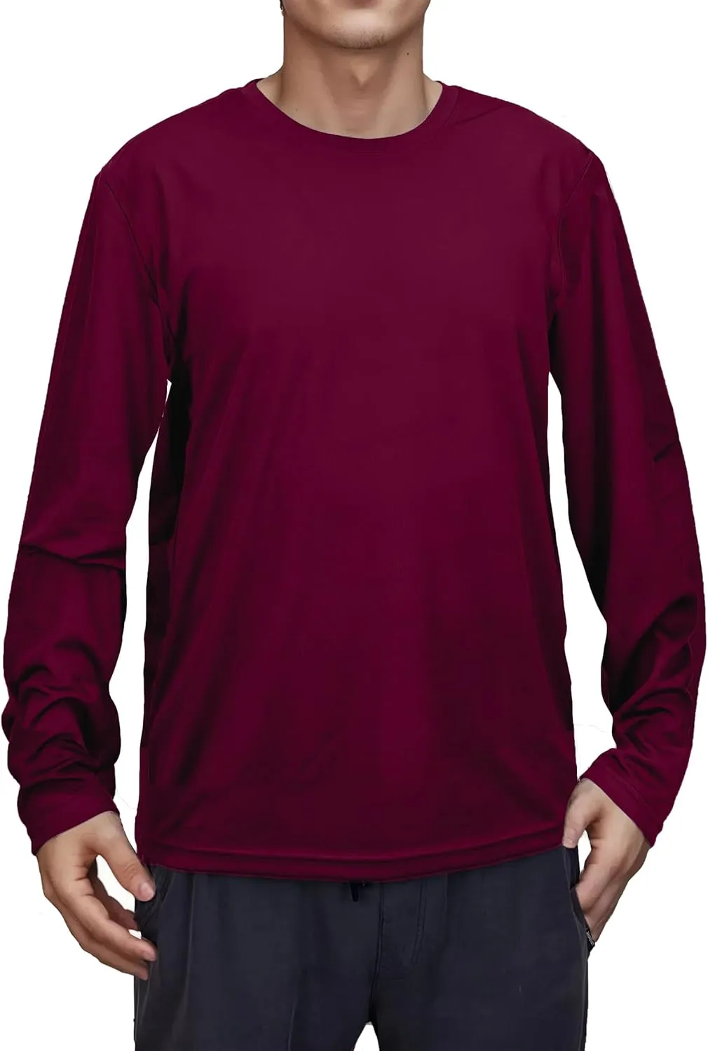 Mens Long Sleeve Quick Dry Workout Athletic T Shirt Running Moisture Wicking Classic Tee Shirts