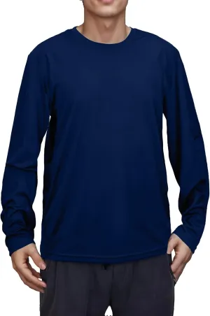 Mens Long Sleeve Quick Dry Workout Athletic T Shirt Running Moisture Wicking Classic Tee Shirts