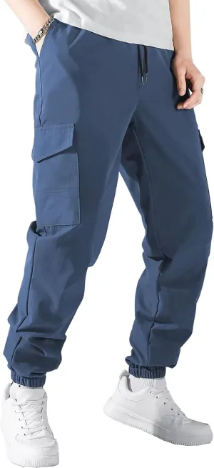Men's Loose Fit Vintage Outdoor Pants Comfort Drawstring Classic Trousers Retro Jogging Cargo Sweatpants