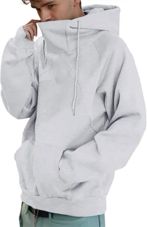 Mens Mask Hoodies Hip Hop Oversize Pullover Solid Color Hooded Sweatshrits For Men Fall Streetwear Y2K Hoodies