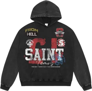 Mens Oversized Hoodies Acid Wash Hoodie Vintage Graphic Sweatshirts Casual Long Sleeves Cotton Hooded