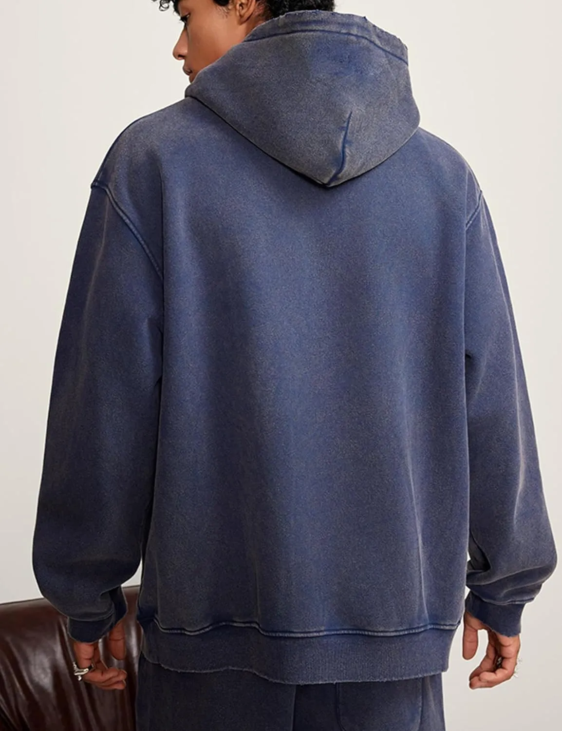 Mens Oversized Hoodies Vintage Cotton Heavyweight Fleece Pullover Baggy Acid Wash Hooded Sweatshirt Unisex Streetwear