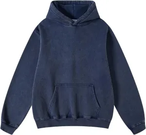 Mens Oversized Hoodies Vintage Cotton Heavyweight Fleece Pullover Baggy Acid Wash Hooded Sweatshirt Unisex Streetwear