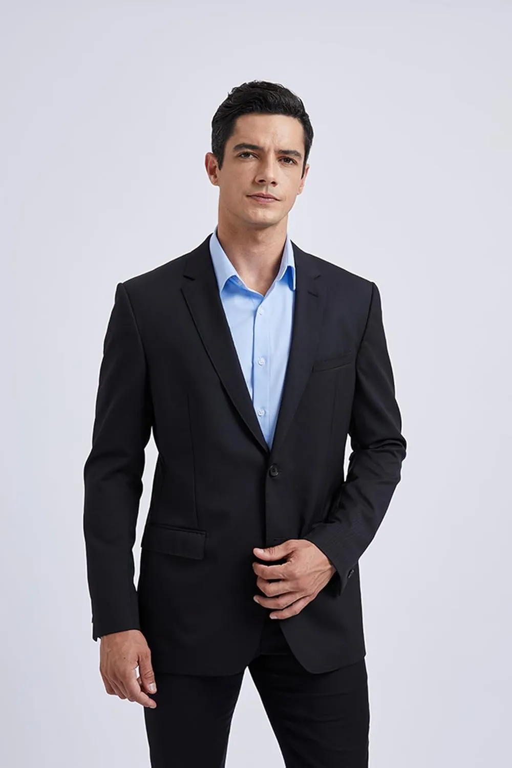 Men's Solid Long Sleeve Dress Shirt with Matching Tie and Handkerchief Set Classic Button Down Formal Business Shirts