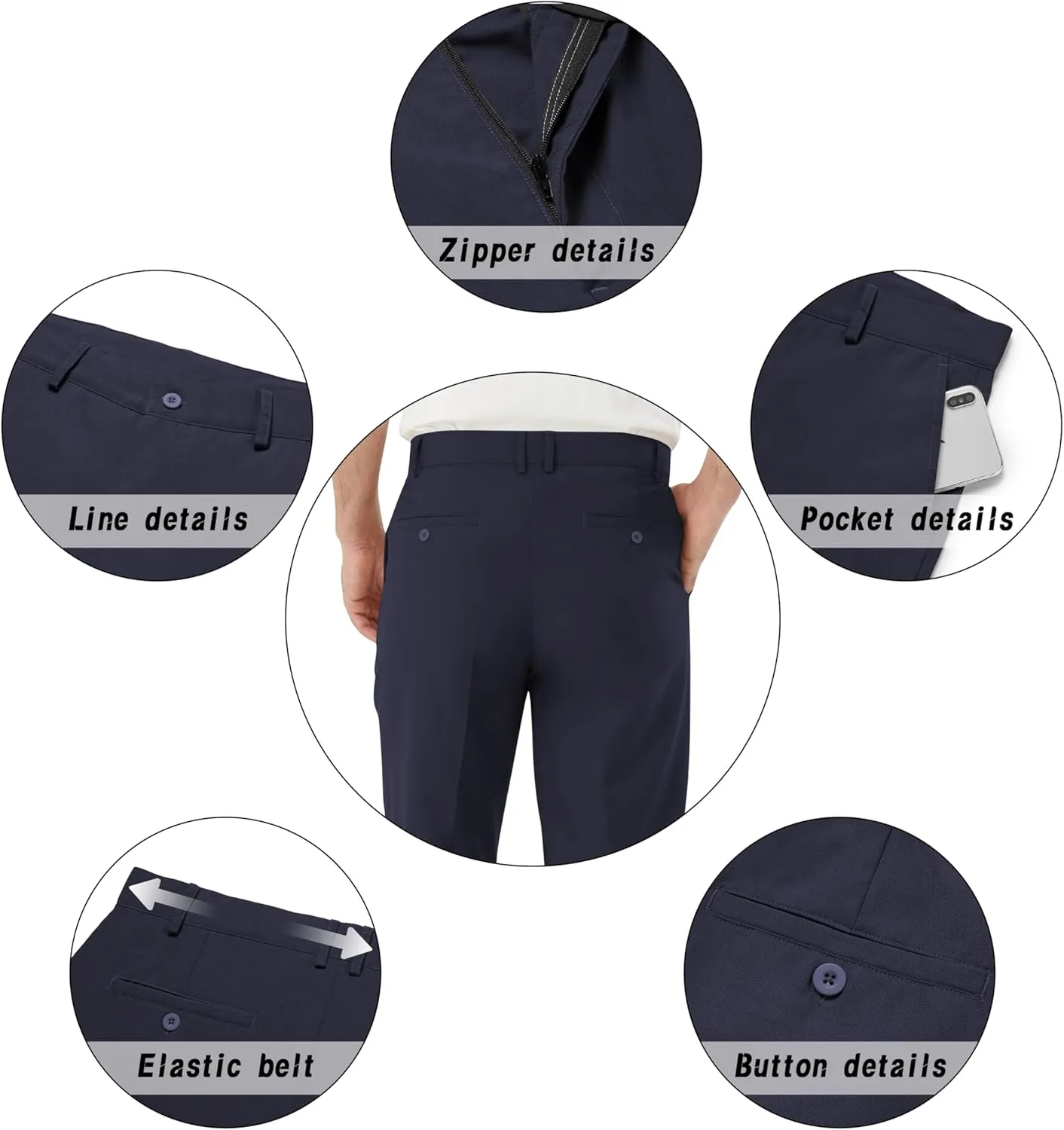 Men's Tall Classic Fit Flex Expandable Waist Flat Front Dress Pants