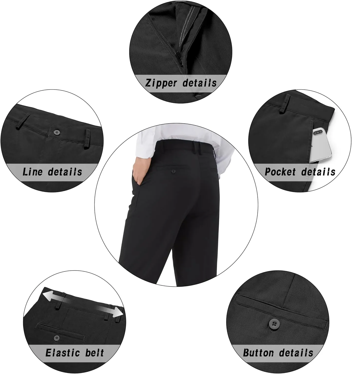 Men's Tall Classic Fit Flex Expandable Waist Flat Front Dress Pants