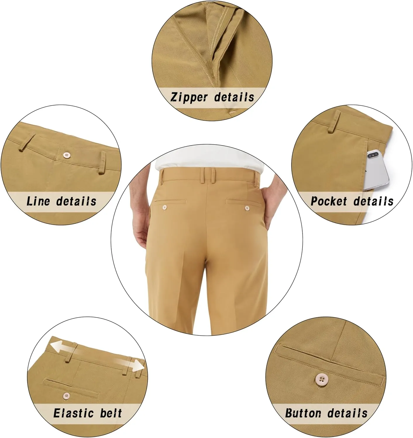 Men's Tall Classic Fit Flex Expandable Waist Flat Front Dress Pants