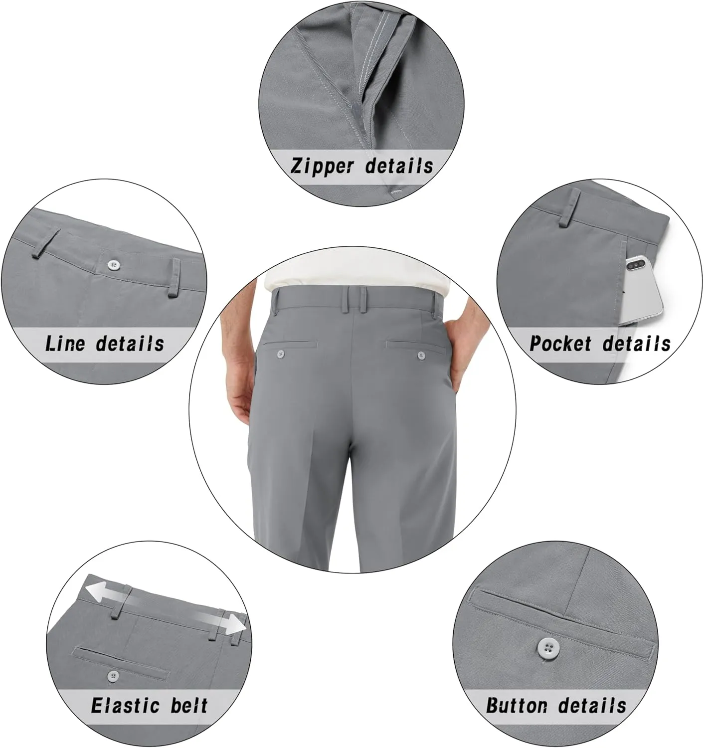 Men's Tall Classic Fit Flex Expandable Waist Flat Front Dress Pants