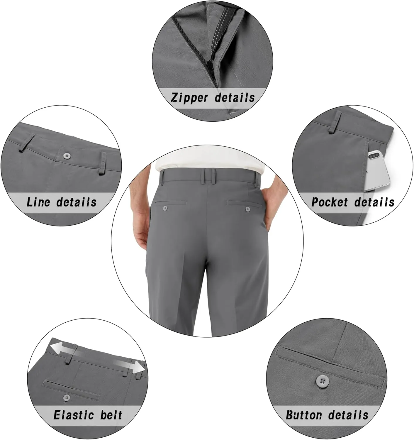 Men's Tall Classic Fit Flex Expandable Waist Flat Front Dress Pants