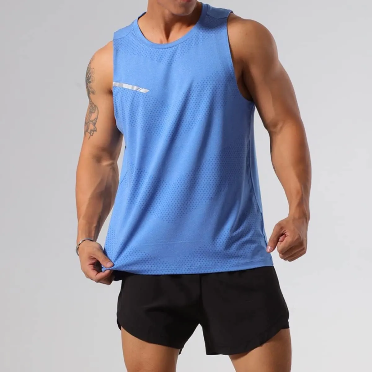 Mens Workout Muscle Tanks Gym Vest Fitness Jogging Sports Tank Tops Quick-Dry T49T51