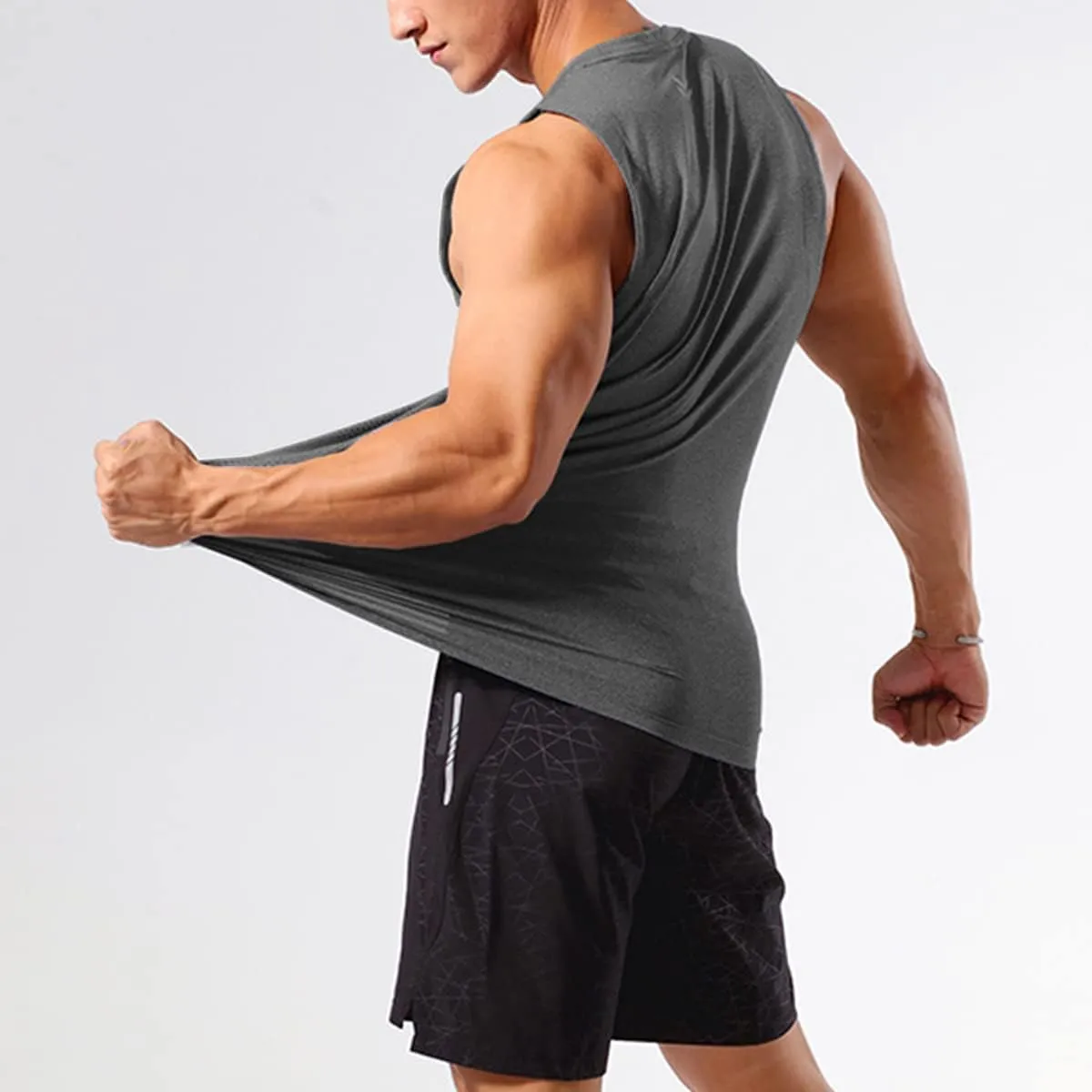 Mens Workout Muscle Tanks Gym Vest Fitness Jogging Sports Tank Tops Quick-Dry T49T51