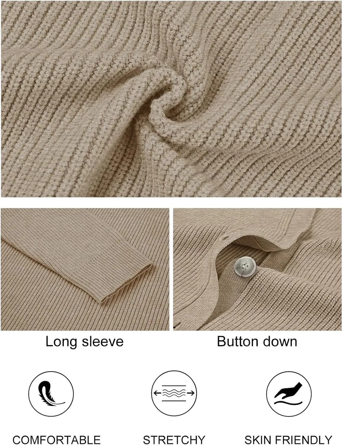 MEROKEETY Women's Cardigan Sweaters 2024 Fall Open Front Oversized Button V Neck Loose Soft Knit Outwear